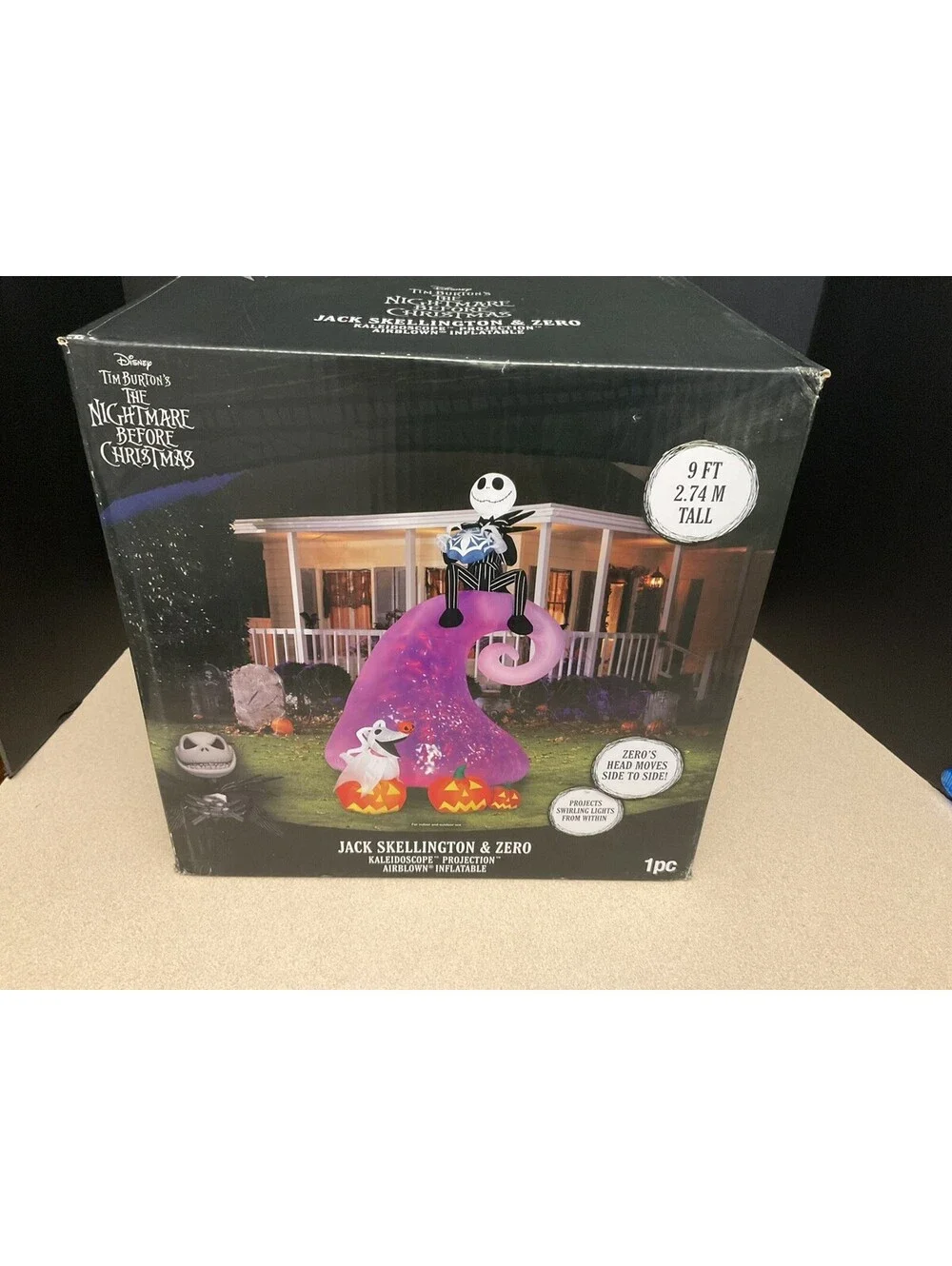 NEW! 9 FT ANIMATED JACK SKELLINGTON & ZERO ON MOUNTAIN Airblown Yard Inflatable